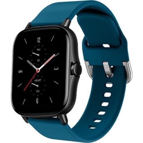 For Amazfit GTS 2/2E/2 Mini Silicone Sport Strap Bracelet For Xiaomi Amazfit GTR 2/2E/GTR 47mm/Stratos 3 Strap(Silver buckle)