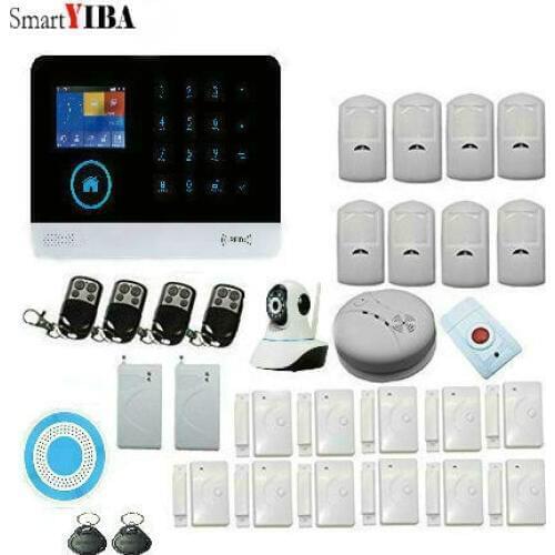 Smart YIBA IOS Android Touch Keyboad , Color WiFi GSM Wireiess Home Security Alarm System , Automatic Dial + Smoke Sensor