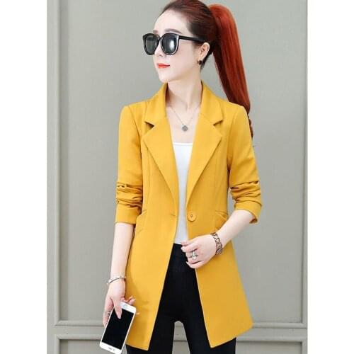Spring Autumn Single Button Small Suit Coat 2021 Womens Blazer Femme JacketsFemale All-match Large Size Tops With Lined B819