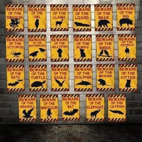 [ WellCraft ] Beware of the Eagle OCTOPUS BEAR Posters Metal Sign Wall Plate Pub bar Vintage Painting Personality Decor HY-1721