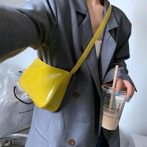 Women Simple Leather Handbags Armpit Bag New Designer Candy Color Shoulder Bags Brand Luxury Vintage Tote Baguette Messenger Bag