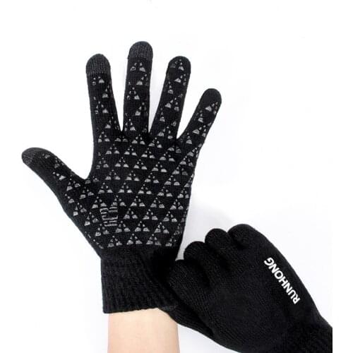 Ladies Winter Woolen Gloves Fashion Touch Screen Knitted Woolen Warm Gloves Non-Slip Sports Cycling Womens Gloves