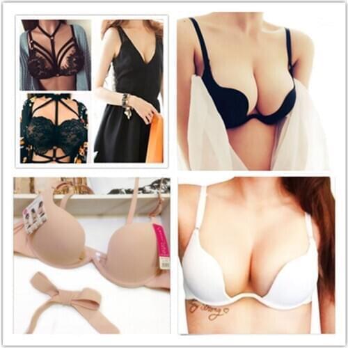 Deep V Low Cut Push Up Women Sexy Seamless Bra Backless Underwear Bra US