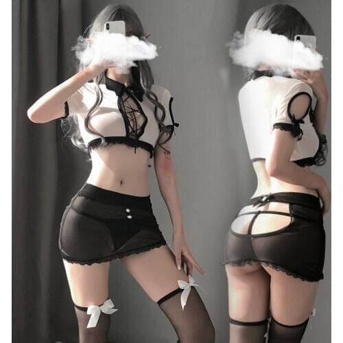 Bandage Secretary Uniform Erotic Cosplay Sexy Costume Sexy Skirt for Sex Porno Open buttocks Female Lingerie Hot Fetish Clothes