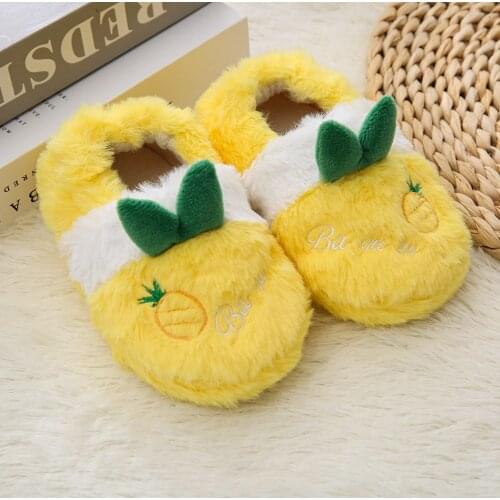 Winter Cartoon Rabbit Kids Slippers Warm Plush Yellow And Pink Boys Girls Slipper Soft Non slip Toddler Children Home Shoes