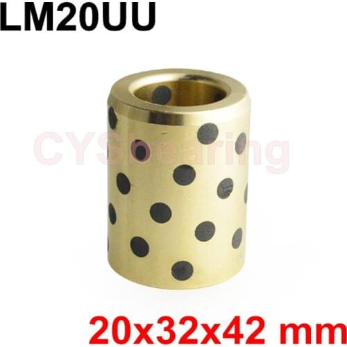 1pc 20x32x42 mm linear graphite copper set copper bushing oil self-lubricating bearing JDB LM20UU LM20