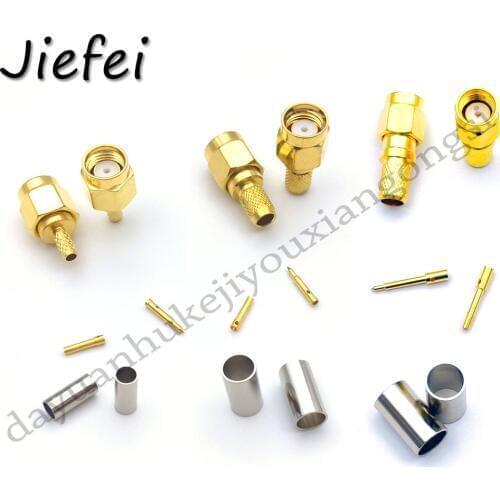 5 PCS RF Connector (RP) SMA Male Jack Crimp ( RG58 LMR195 RG142 RG400 RG223 ) or ( RG174 RG316 LMR100) or (RG8X LMR240) cable