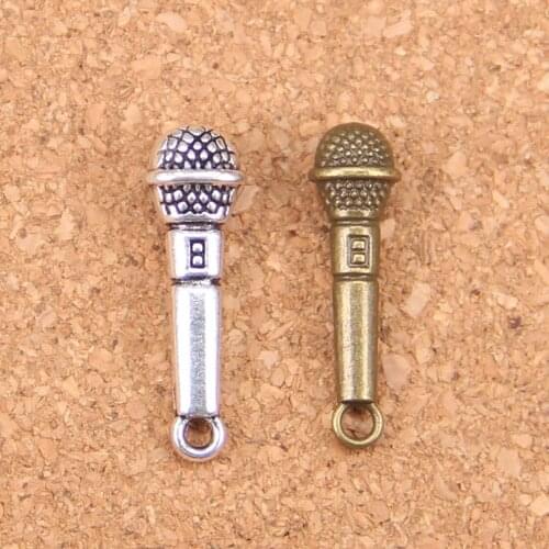 62pcs Charms microphone 25x7mm Antique Pendants,Vintage Tibetan Silver Jewelry,DIY for bracelet necklace