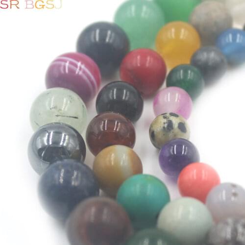 Free Shipping 6-12mm High Quality Sent by Random Mixed Natural Gems Stone Beads Agat Onyx Round Loose DIY Beads 15"