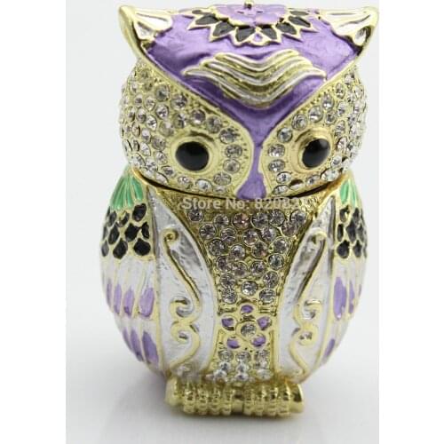 Free Shipping Exquisite Owl Trinket Jewelry Box Trinket