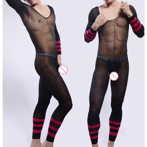 Free shipping Men bodyhose open crotch Black body stocking shaping bodysuit male sexy solid jumpsuit body building