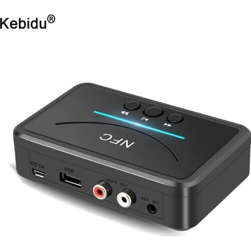 Kebidu NFC 5.0 Bluetooth Receiver A2DP AUX 3.5mm RCA Jack USB Smart Playback Stereo Audio Wireless Adapter Speaker For Car Kit