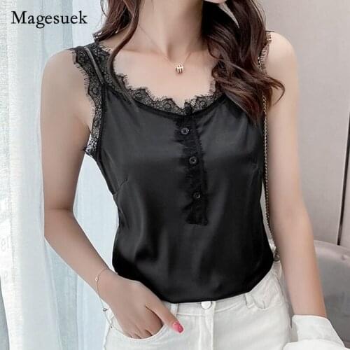 Plus Size 2021 Summer Women Fashion Solid Blouse V-neck Embroidery Lace Sleeveless Top Sexy Hollow Out Loose Shirt Blusa 15543