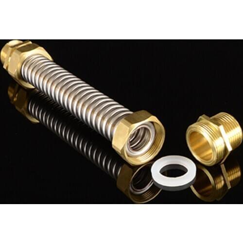 DN35 40 50 6 BSP Copper Male Thread 304 Stainless Steel Bellows For Fan Coil Unit Pipe Central Air Conditioning Water Inlet Hose