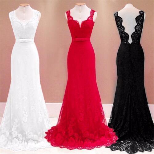 European and American sexy halter dress deep V collar sleeveless party solid color lace dress