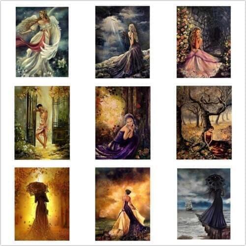 Kexinzu Diamond Painting Woman Rhinestone Full Square/round 5D DIY Diamond Embroidery Mosaic Portrait Cross Stitch Gift S02