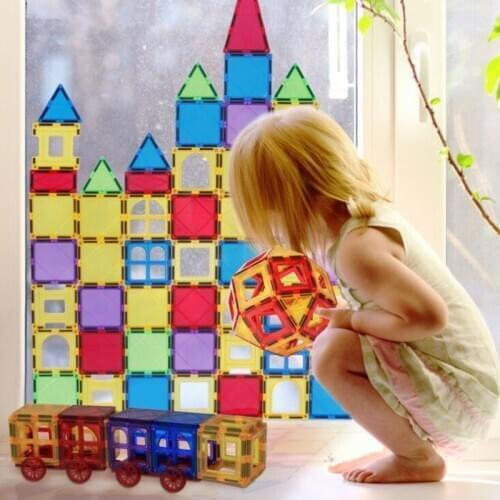 38-53PCS Big Size Solid 3D Magnetic Tiles Magnetic Constructor Technic Building Block Toys Enlighten Toy For Children Gift