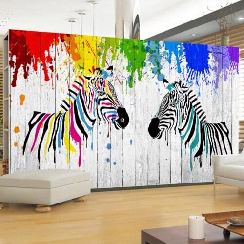 Colorful Zebra Graffiti Wallpaper Personalized Customization Modern Fashion Living Room Kids Room Landscape Home Decor 3D Mural