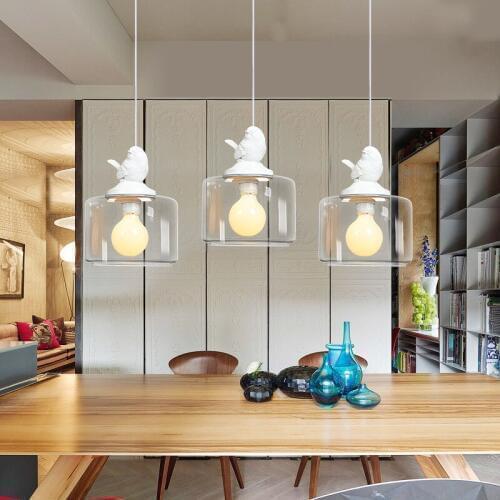 LED Creative Personality Chandelier Living Room Dining Room Bar Led Single Head Plexiglass Glass Bird Crystal Chandelier