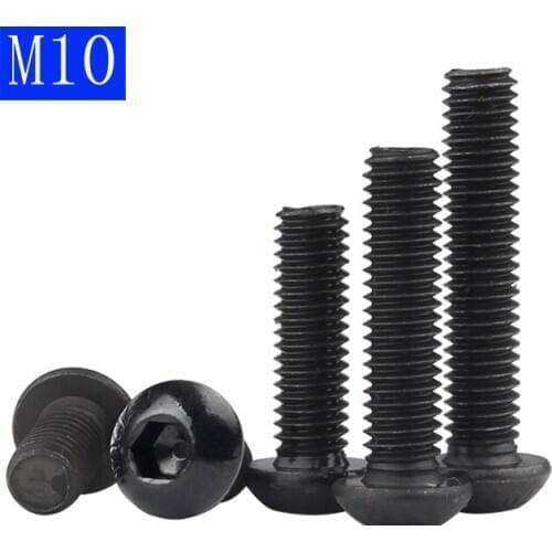 M10 10mm M10 x 1.5 black 10.9 Alloy Steel Button Head Hex Bolts Hexagon Socket Screws ISO 7380 DIN 7380