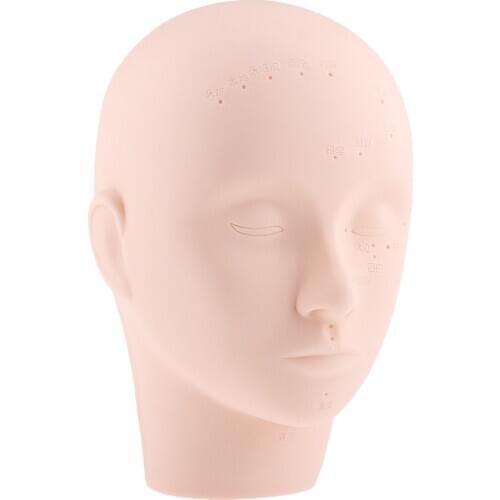 Massage Training Mannequin Makeup Head Manikin Face with Acupuncture Points for Eyelash Lip Extension Practice Model Soft PVC
