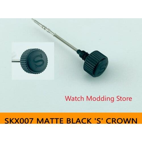 Matte Black SKX007 Crown Engraved Signed 'S' Mod Parts 2 Gaskets Fit For NE15 7S26 4R36 6R15 NH35/36 Movement