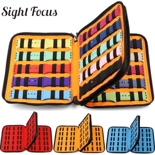 Multifunction PU leather 20 Slots Watch Strap Organizer Watch Box Storage Bag for Apple Watch band Holder Watch Travel Cas