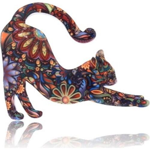 Trendy personality movement stretch cat brooch animal acrylic brooch jewelry clothing brooch brooch yinghao