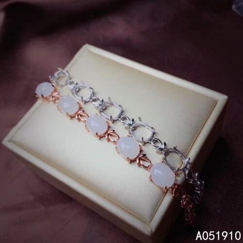KJJEAXCMY boutique jewelry 925 sterling silver inlaid Natural White jade gemstone ladies bracelet support detection trendy