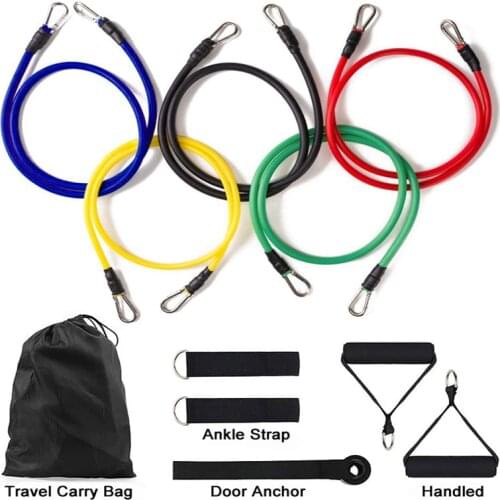 11 Pcs Resistance Bands Set Fitness Bands Resistance Gym Equipment Exercise Bands Pull Rope Fitness Elastic Training Expander