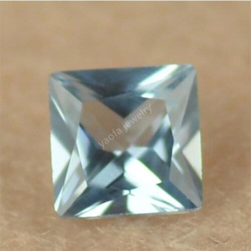 Wholesale 2x2~12x12mm 106# Light Ocean Blue Square Shape Princess Cut Lab Created Spinel Gems Loose Stone For Jewelry