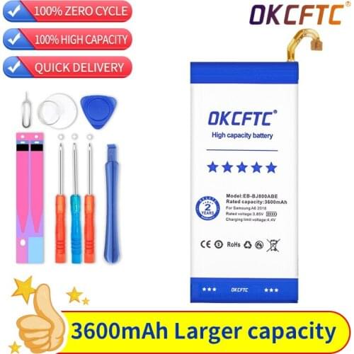 OKCFTC Original Battery EB-BJ800ABE For Samsung Galaxy A6 (2018) SM-A600 A600F For Galaxy J6 J600F 3000mAh High Quality Batteria