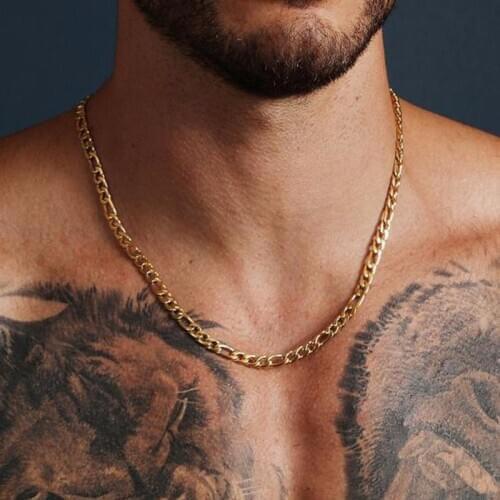 MENS FIGARO CHAIN NECKLACE 5-10MM STAINLESS STEEL SIMPLE CHAIN FOR MENS JEWELRY FOR MAN GIFTS 24 INCH