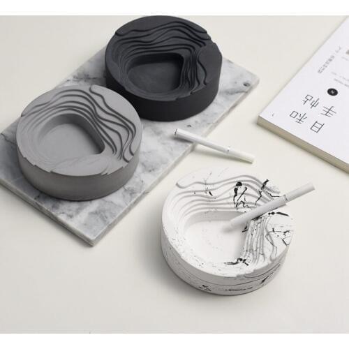 Nordic Home&Christmas Decoration Ornaments Concrete Desk Office Ashtray Cement Portable Ashtray For Car cendrier de poche מאפרה