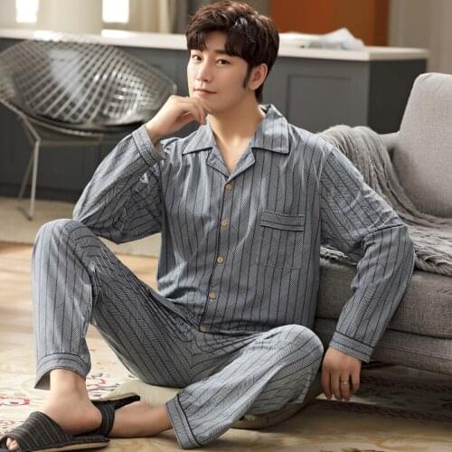 Pajamas Set Men 2021 Spring Casual Loungewear Long Sleeve Cardigan Suit Plus Size Pajamas for Men 4xl 5xl Boys Pijama Tracksuit
