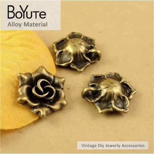 BoYuTe (60 Pieces /lot) 17*6.3MM Antique Bronze Plated Zinc Alloy Charms Rose Vintage Style Diy Jewelry Making Accessories