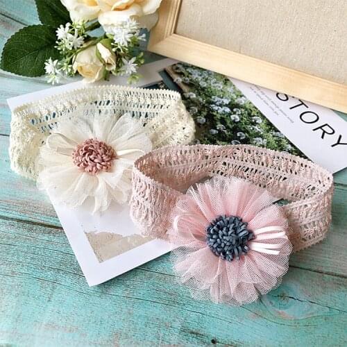 Wecute Lovely Princess Baby Girl Headbands Pink Flower Elastic Kids Hair Band Newborn Infant Toddler Baby Shower Headwear Turban