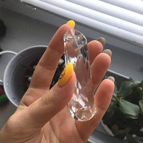 76mm Faceted Rectangle k9 Crystal Glass Spacer Lamp Prism Part Chandelier Making Lighting Parts 2 Holes Spacer Connector