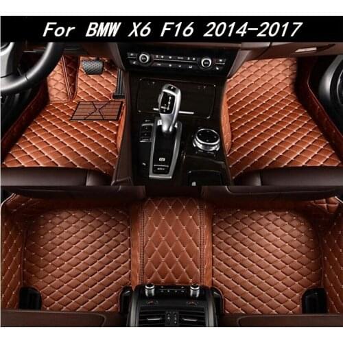 Car 3D Luxury Leather Car Floor Mats Fits For BMW X6 F16 2014 2015 2016 2017 EMS Free shipping