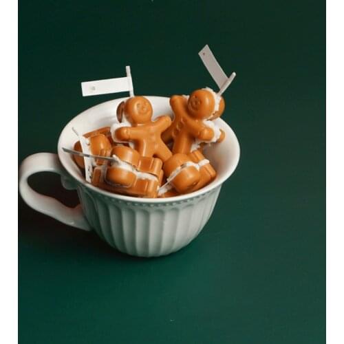 Christmas Gingerbread Man Candle Silicone Soap Fondant Reusable Mold Chocolate Decorating Kitchen Baking Tools Food Grade