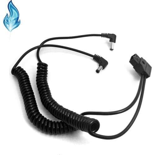 Power Spliter DTap D-Tap Cable to 2x 5.5*2.5mm DC Angleg Plug (In - Out + ) Coiled Stretch Cable For Sony Light Lamps & More