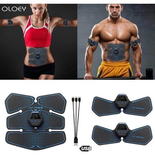 Abdominal Muscle Trainer EMS Fitness Equipment Training Muscle Exerciser Stimulator Belt Belly Arm Massage USB Charged Gym ABS