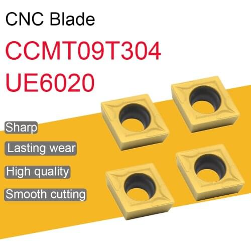 10PCS CCMT09T304 UE6020 Carbide Inserts CCMT09 Blade Inner Hole Turning Tool CNC Lathe Tool Cutting Tool Machine
