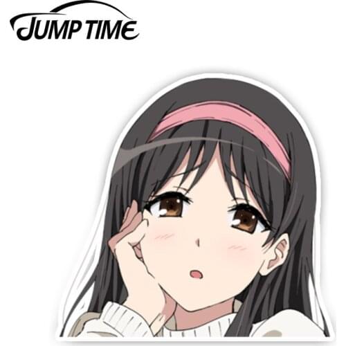 Jump Time 13cm x 9.8cm Amagi Brilliant Park BIG HEAD Anime Car Stickers Waifu Cute Girl Decals Car Styling Motor Car Accessories