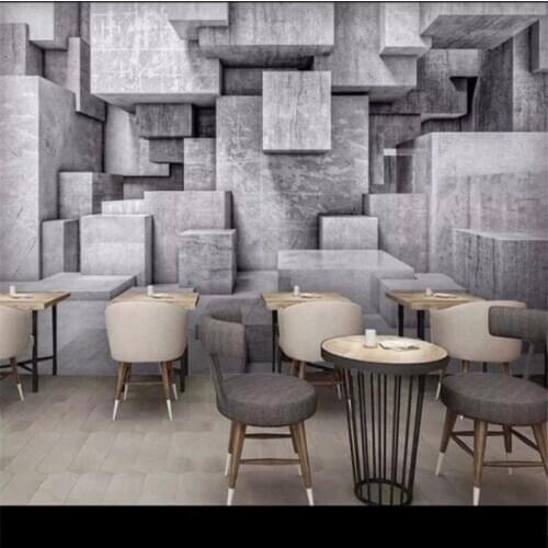 Customized Wallpaper Mural Modern Simple 3D Space Geometric Stone Style Tooling Living Room Background Wall