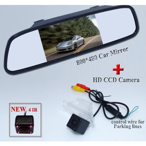 Car Rearview Mirror 4.3inch 800*480 resolution +car rear camera ccd image lens 170 wide viewing angle use for Nissan X-Trail