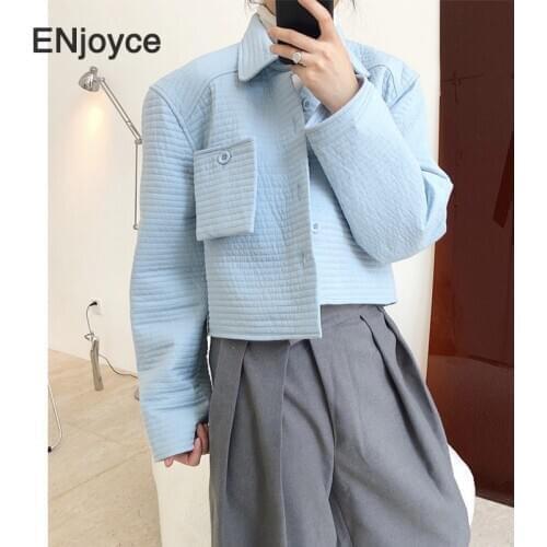 Women Winter Short Jacket Version Warm Down Jacket Loose Female Parka Coat Korean Stylish Blue Ladies Clothing Outerwear