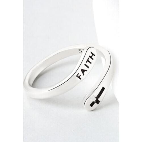 KOFSAC New 925 Sterling Silver Ring For Women Trendy Adjustable Faith Cross Rings Girl Jewelry Different Occasion Accessories
