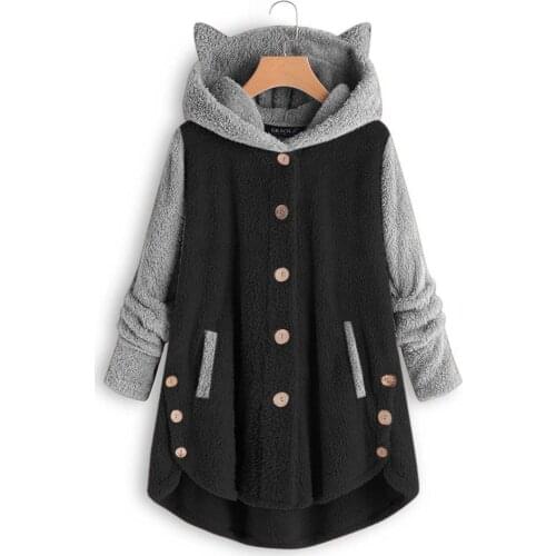 Winter Sherpa Fleece Sweater Women Oversized Teddy Fleece Cute Cat Cardigan Plus Size 5XL Warm Tops Loose Teddy Sweaters