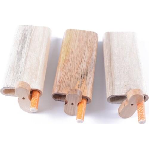 1 Pc Cigarette Box Reusable Practical Wooden Cigarette Box With One Hitter Holder Tobacco Storage Case For Travel Men Outdoor